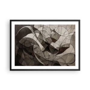 Póster en marco negro - Patrón abstracto en tonos marrones y terrosos. - 70x50cm - Circulación en colores tierra - Decoración de pared moderna para salón y dormitorio ARTTOR