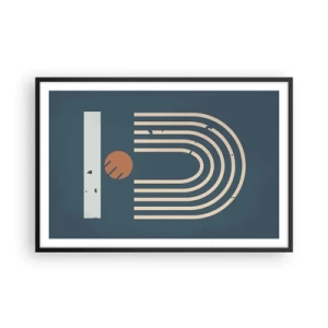 Póster en marco negro - Geometría sobre azul marino - 91x61 cm