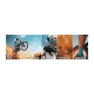 Muestra de fotomural autoadhesivo Deluxe Sticker - Locura sobre dos ruedas - Bicicleta, Velocidad, Competiciones deportivas - 100x30 cm