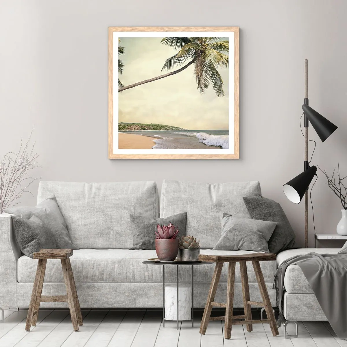 Póster en marco roble claro - Sueño tropical - 60x60 cm