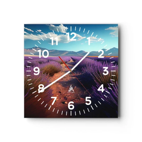 Reloj de pared - Reloj de vidrio - Campos fragantes - 40x40 cm