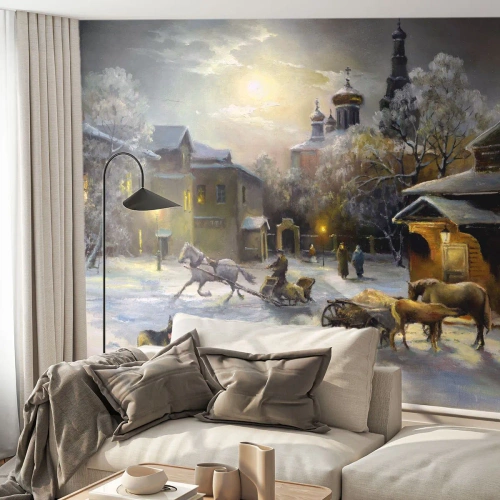 Fotomural personalizado Premium Canvas - La magia de un invierno ruso - Paisaje, Aldea, Invierno en el campo