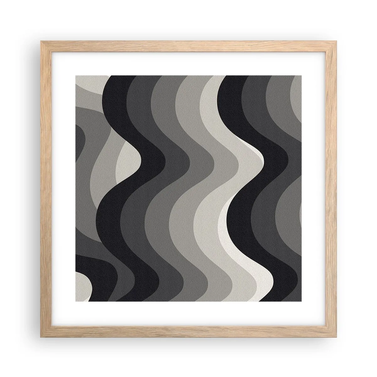 Póster en marco roble claro - Ola tras ola - 40x40 cm