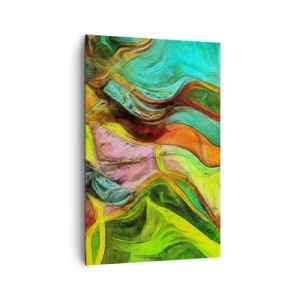 Cuadro sobre lienzo - Impresión de Imagen - Una composición abstracta con manchas de colores y líneas dinámicas. - 80x120cm - El movimiento es la vida - Decoración de pared moderna para salón y dormitorio ARTTOR