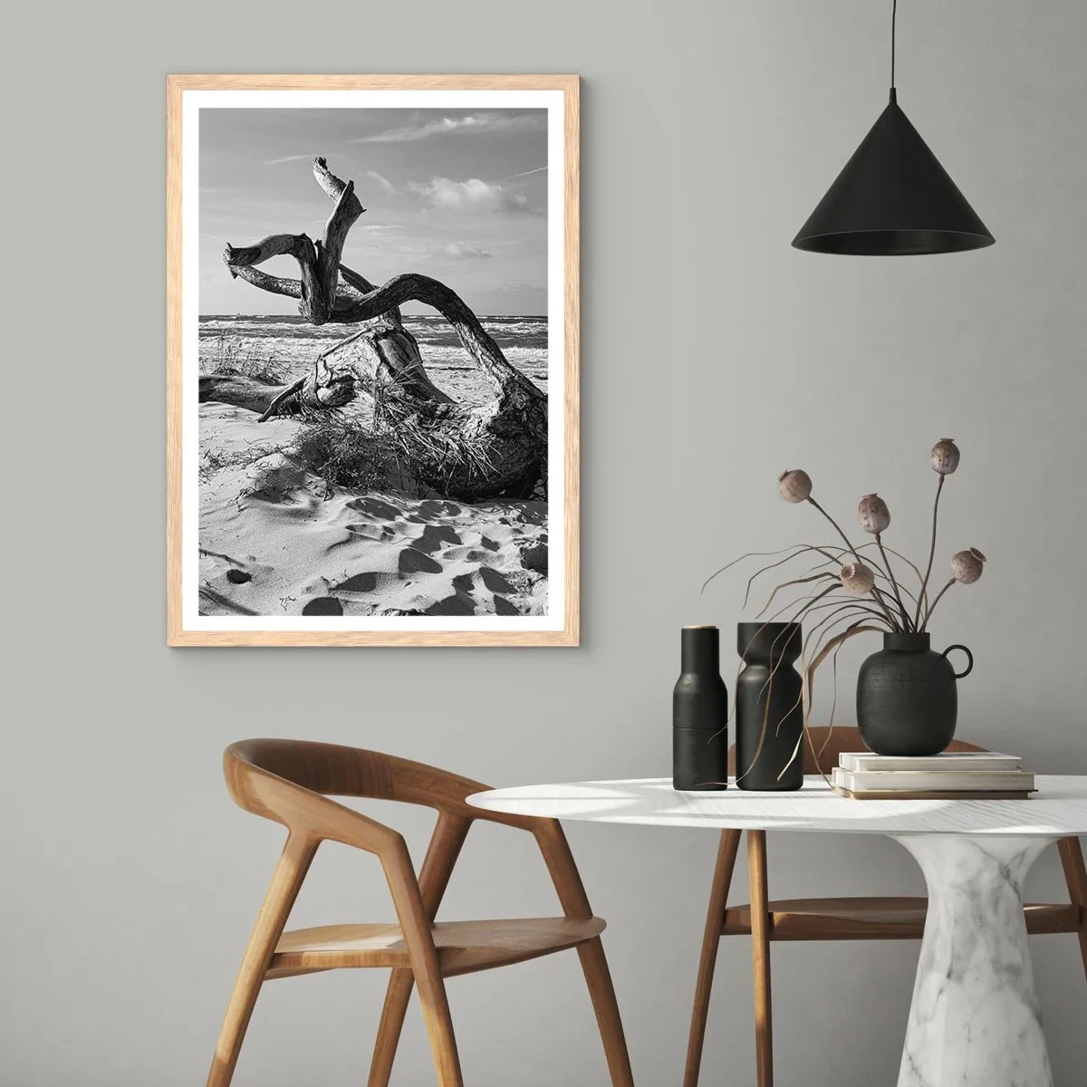 Póster en marco roble claro - Escultura marina - 50x70 cm