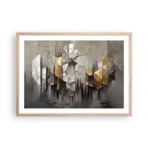 Póster en marco roble claro - Composición hecha de hielo y luz - 70x50 cm