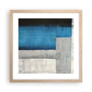 Póster en marco roble claro - Composición poética de gris y azul - 40x40 cm