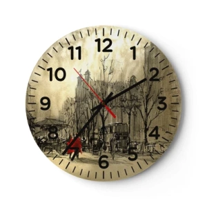 Reloj de pared - Reloj de vidrio - Cita en la niebla de Londres  - 40x40 cm