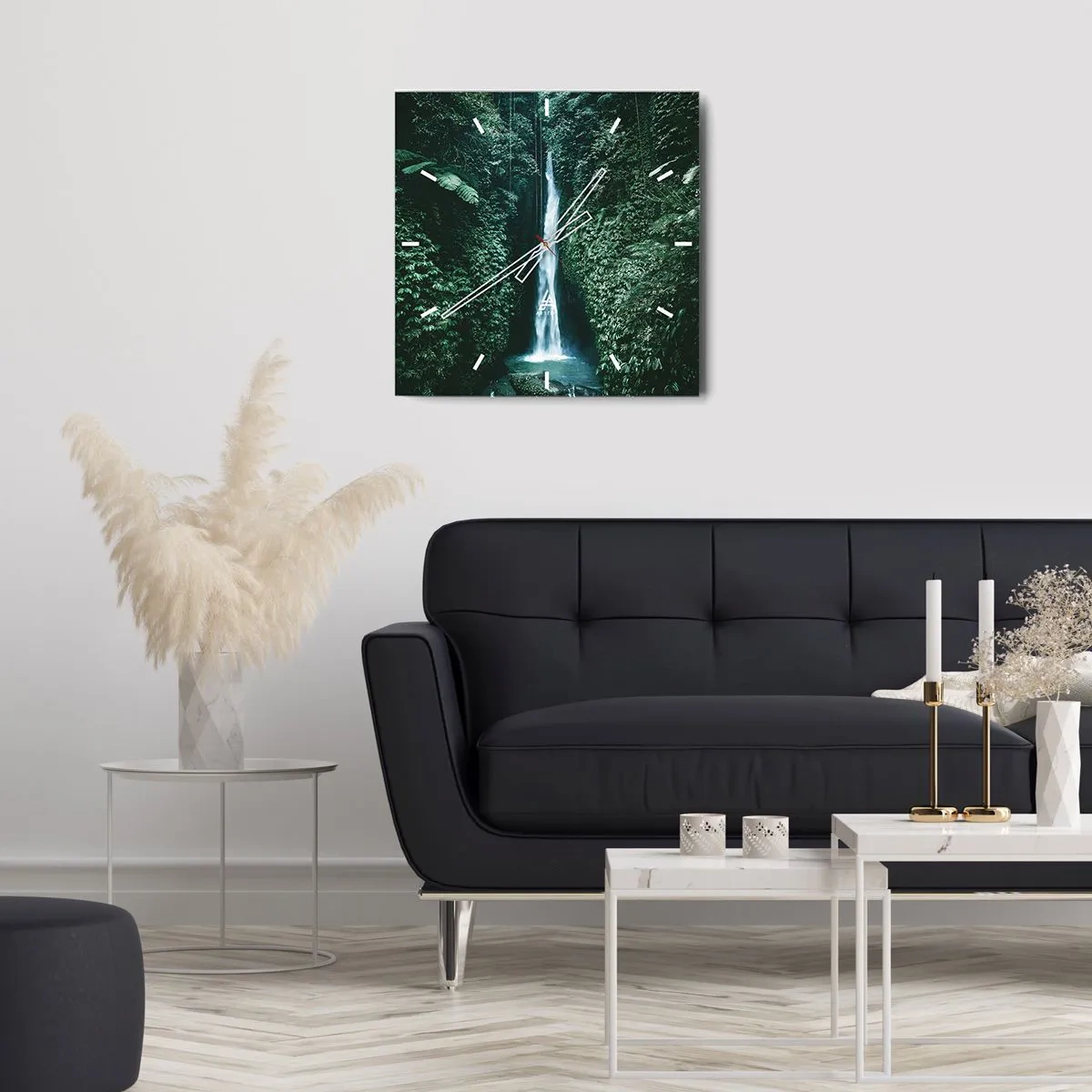 Reloj de pared - Reloj de vidrio - Balneario tropical - 40x40 cm