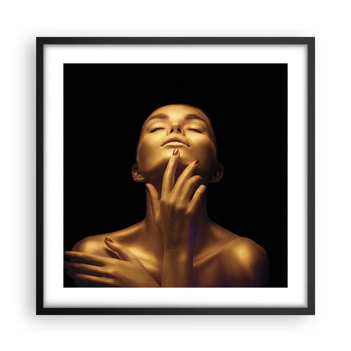 Póster en marco negro - Como seda dorada - 50x50 cm