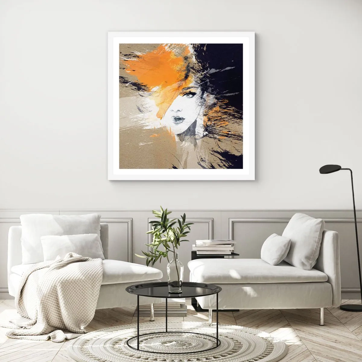 Póster en marco blanco - Y se convierte en luz - 50x50 cm