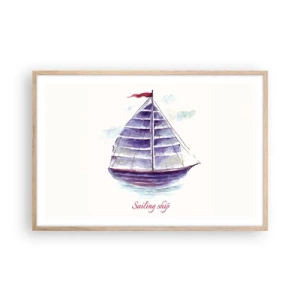 Póster en marco roble claro - Velas izadas y aguas tranquilas - 91x61 cm