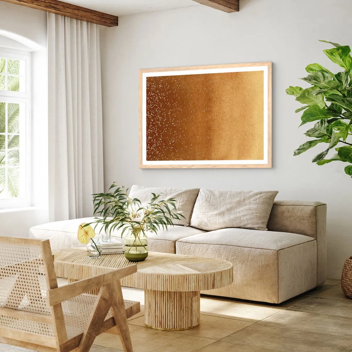 Póster en marco roble claro - Nacimiento de la luz - 50x40 cm