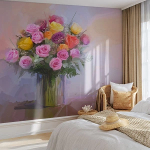 Fotomural Autadhesivo Deluxe Sticker - Belleza inmortalizada - Jarrón con flores, Ramo de flores, Pedazo - 200x140 cm