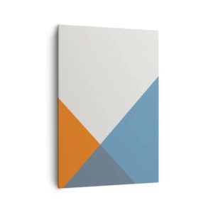 Cuadro sobre lienzo - Impresión de Imagen - Triángulos geométricos en tonos azules y naranjas. - 70x100cm - Desde el punto de vista de... - Decoración de pared moderna para salón y dormitorio ARTTOR