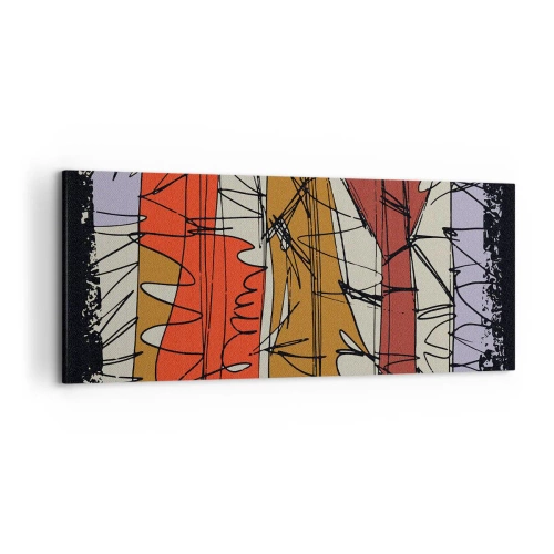 Cuadro sobre lienzo - Impresión de Imagen - Composición abstracta en colores intensos - 120x50cm - Composición espontánea - Decoración de pared moderna para salón y dormitorio ARTTOR