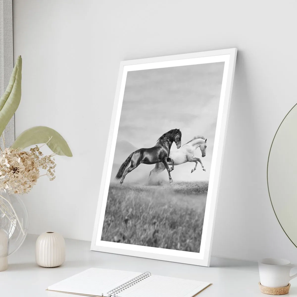 Póster en marco blanco - Ángeles y demonios - 30x40 cm