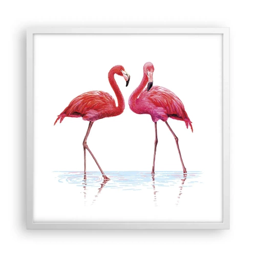 Póster en marco blanco - Cita rosada - 50x50 cm