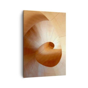 Cuadro sobre lienzo - Impresión de Imagen - Espiral abstracta en tonos madera y marrón claro. - 50x70cm - Serpentina arquitectónica - Decoración de pared moderna para salón y dormitorio ARTTOR