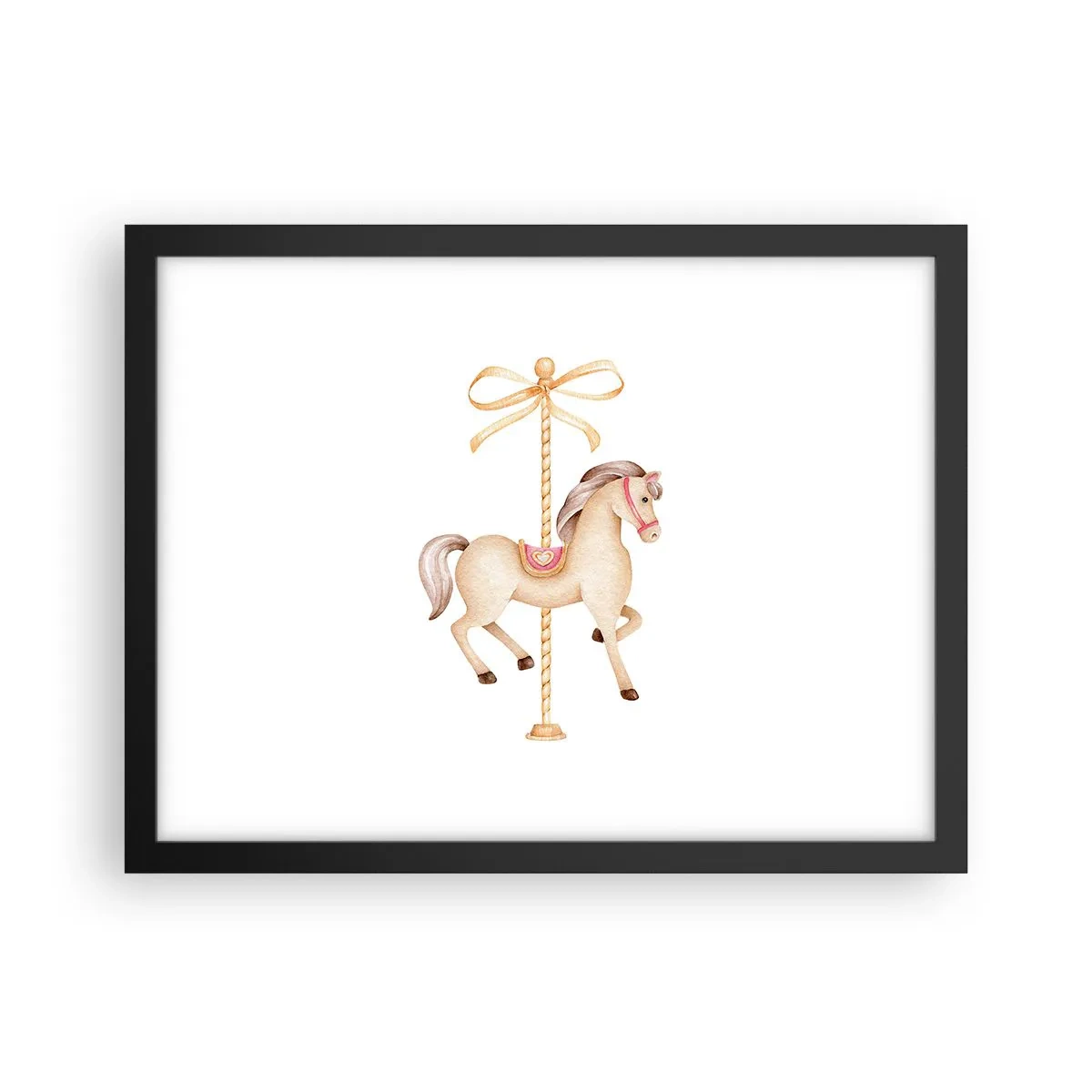 Póster en marco negro - Al trote grácil - 40x30 cm