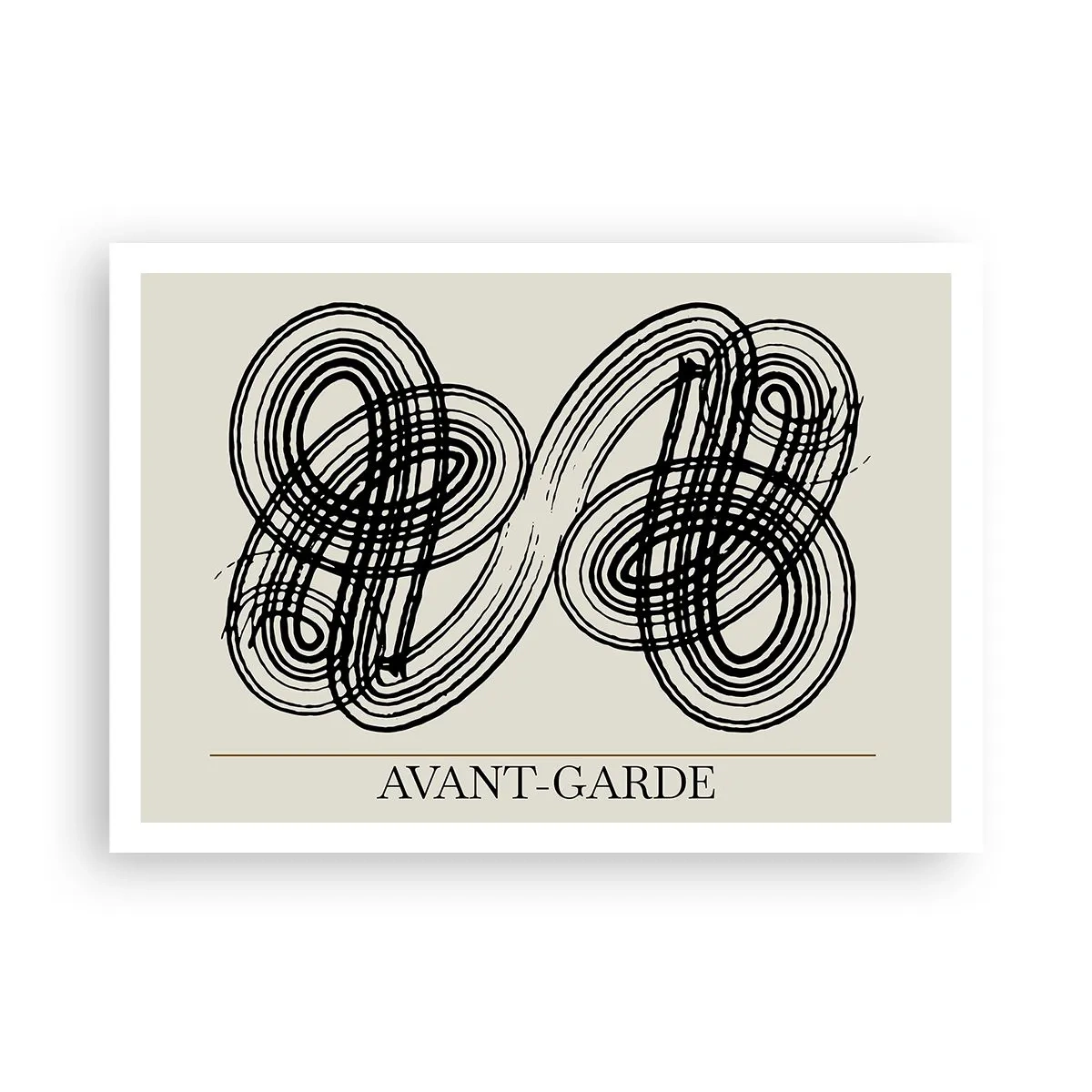 Póster - Líneas negras abstractas sobre fondo claro en estilo vanguardista. - 100x70cm - Salió espontáneamente - Decoración de pared moderna para salón y dormitorio ARTTOR