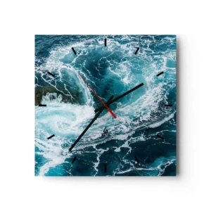 Reloj de pared - Reloj de vidrio - Remolino oceánico dinámico - 30x30cm - Torbellino al núcleo de la Tierra - Decoración de pared moderna para salón y dormitorio ARTTOR