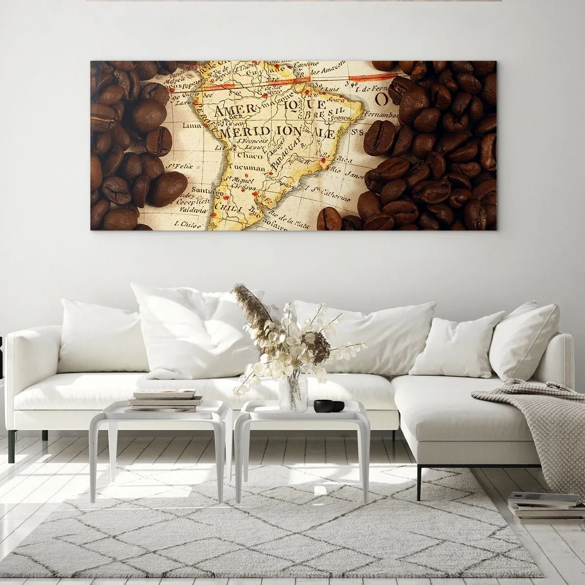 Cuadro sobre vidrio - Impresiones sobre Vidrio - ¿De dónde viene el mejor café? - 90x30 cm
