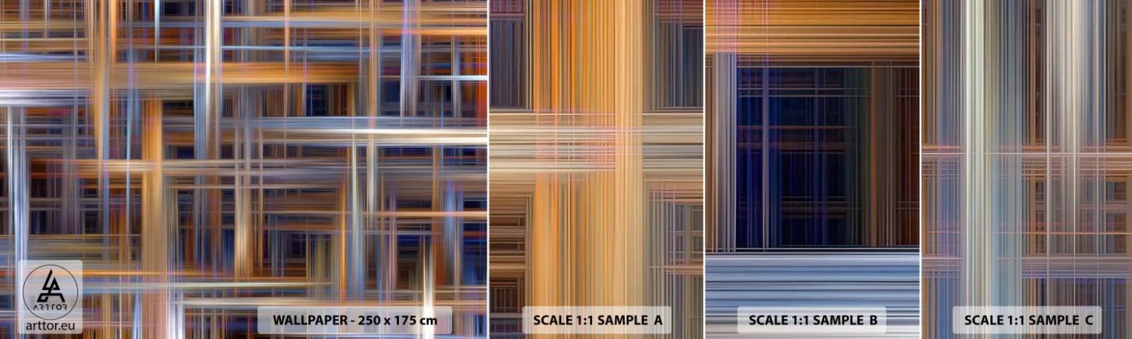 Muestra de fotomural autoadhesivo Deluxe Sticker - Tejido de luz - Abstracción, Pedazo, Gráficos - 100x30 cm