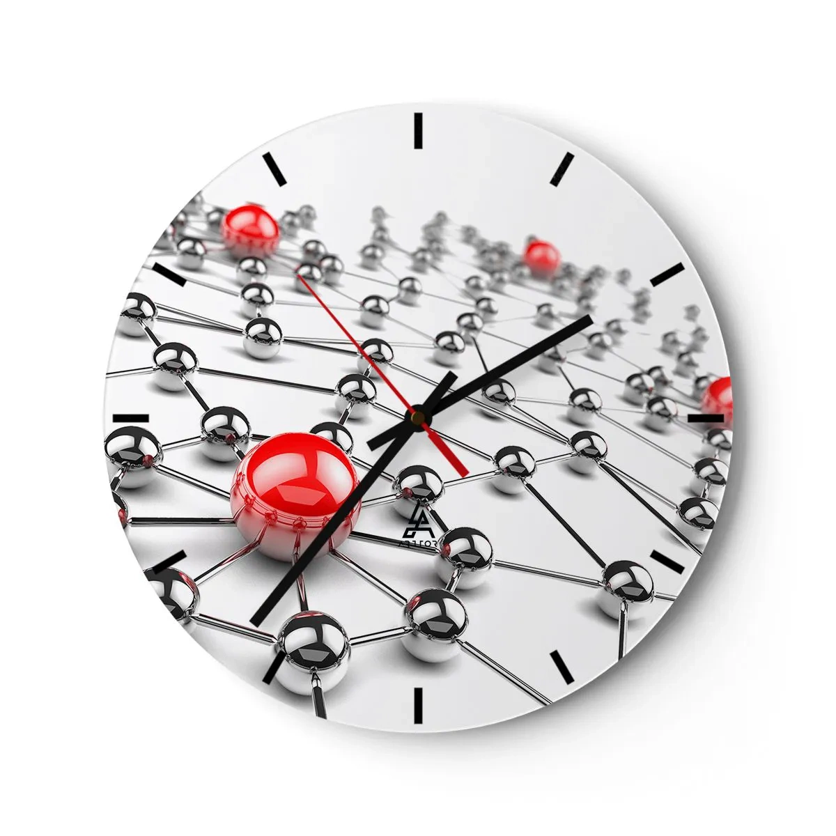 Reloj de pared - Reloj de vidrio - Una red plateada - 30x30 cm