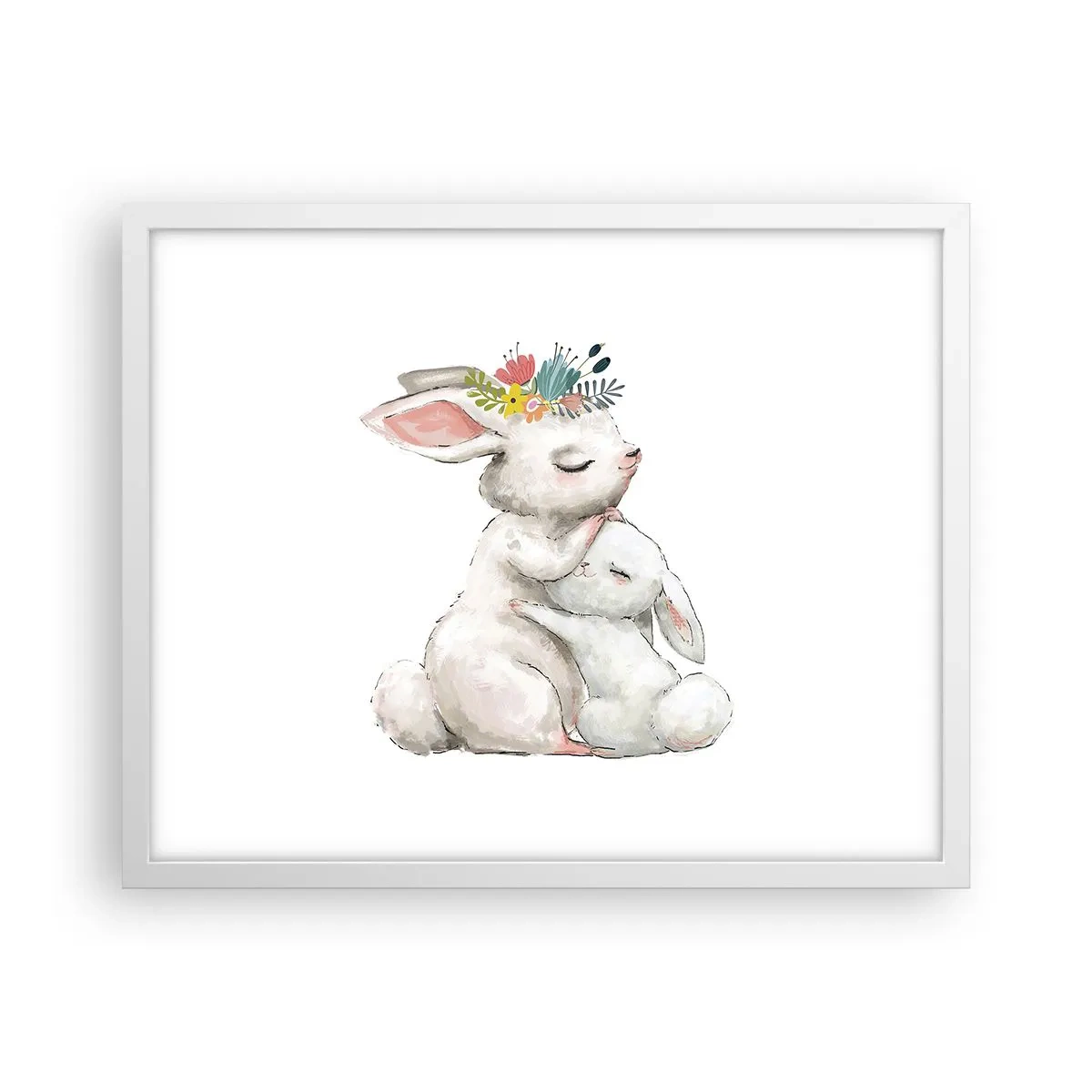 Póster en marco blanco - En ningún lugar mejor que con mamá - 50x40 cm