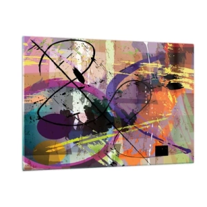 Cuadro sobre vidrio - Impresiones sobre Vidrio - Formas y líneas abstractas coloridas en una composición dinámica. - 120x80cm - Siempre hay más de un camino - Decoración de pared moderna para salón y dormitorio ARTTOR