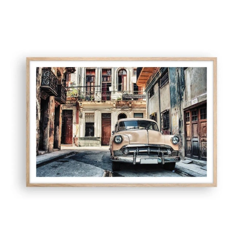 Póster en marco roble claro - Siesta en La Habana - 91x61 cm