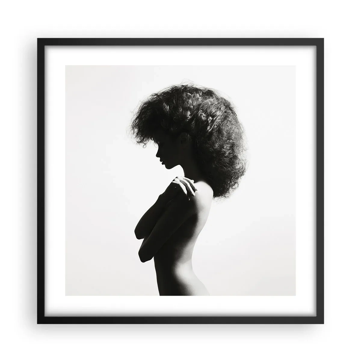 Póster en marco negro - Como una flor en un tallo delgado - 50x50 cm