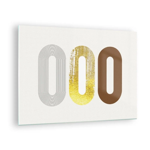 Cuadro sobre vidrio - Impresiones sobre Vidrio - Gráficos geométricos modernos en oro y bronce. - 70x50cm - ¡Ooo! - Decoración de pared moderna para salón y dormitorio ARTTOR