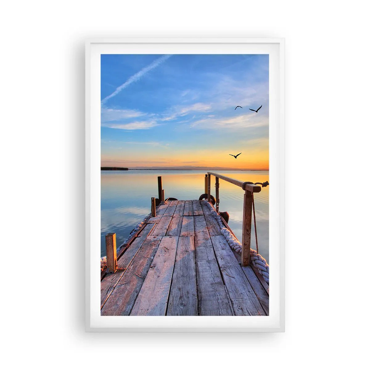 Póster en marco blanco - Caminando hacia el sol - 61x91 cm