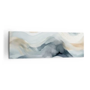 Cuadro sobre lienzo - Impresión de Imagen - Una delicada abstracción con motivo de montaña en tonos pastel. - 160x50cm - Abstracción de nieve y niebla - Decoración de pared moderna para salón y dormitorio ARTTOR
