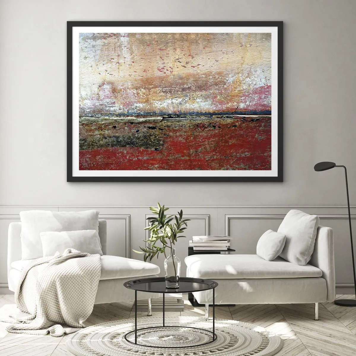 Póster en marco negro - Una composición abstracta inspirada en el mar y la naturaleza. - 70x50cm - Tal vez sea el mar - Decoración de pared moderna para salón y dormitorio ARTTOR