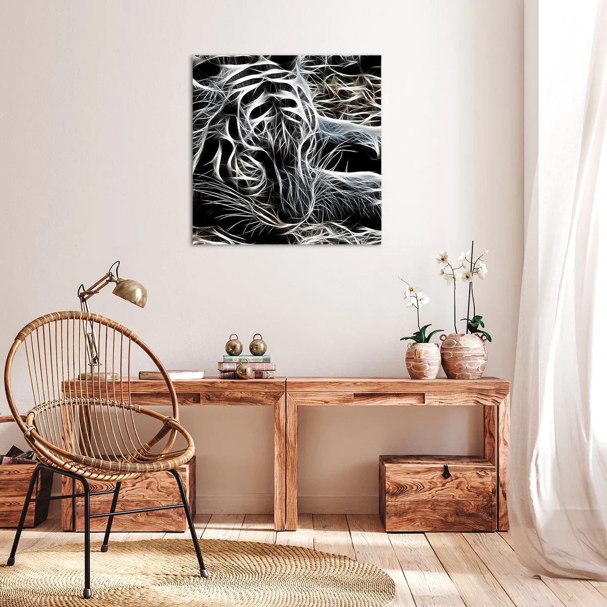 Cuadro sobre lienzo - Impresión de Imagen - Un estudio sobre la ligereza felina - 70x70 cm