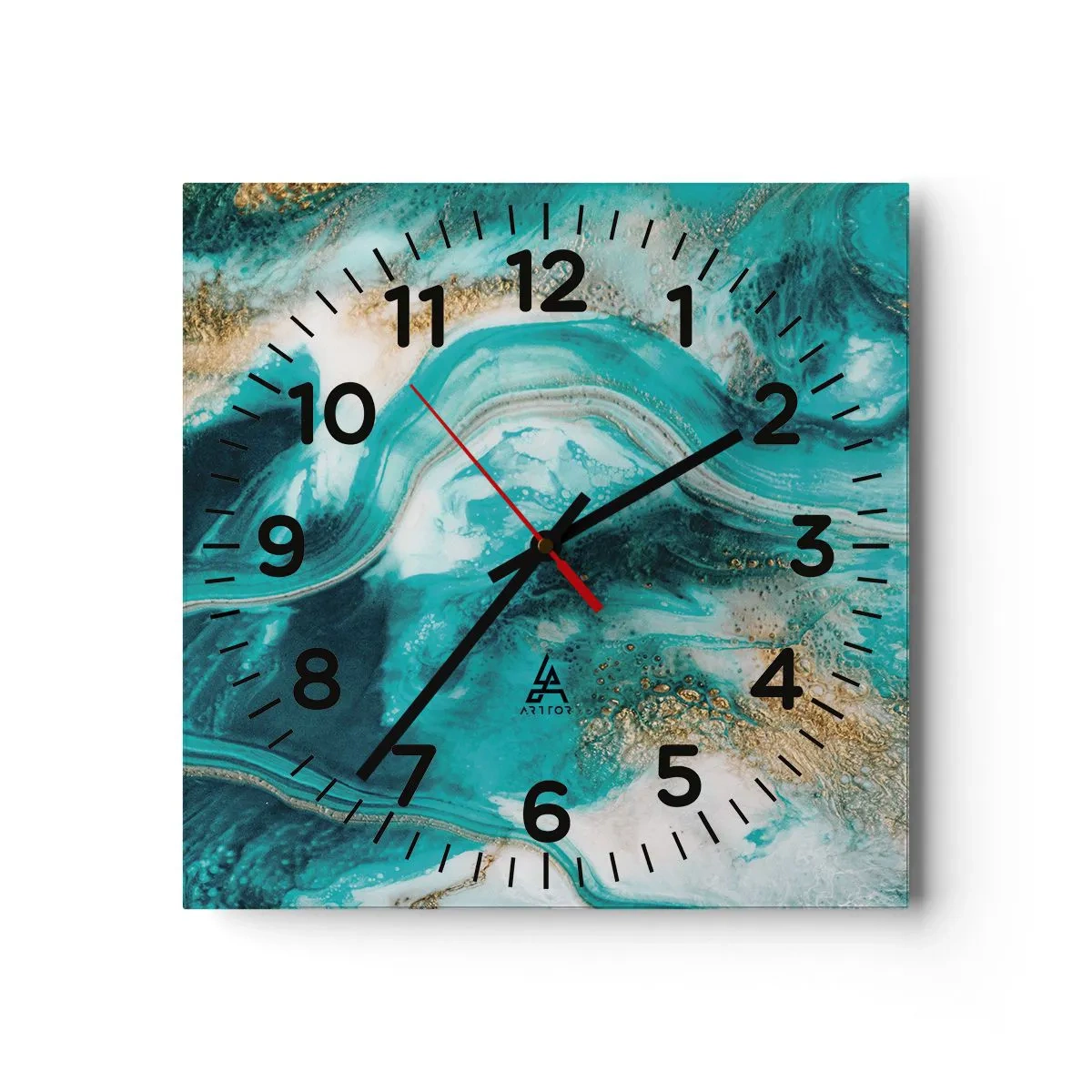 Reloj de pared - Reloj de vidrio - Río de oro - 30x30 cm