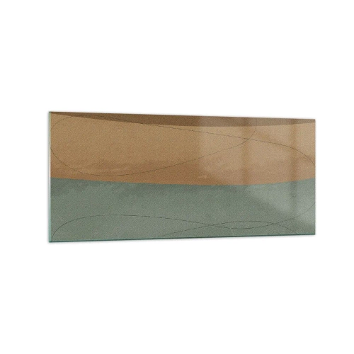 Cuadro sobre vidrio - Impresiones sobre Vidrio - Composición abstracta en tonos tierra naturales. - 120x50cm - Composición horizontal - Decoración de pared moderna para salón y dormitorio ARTTOR