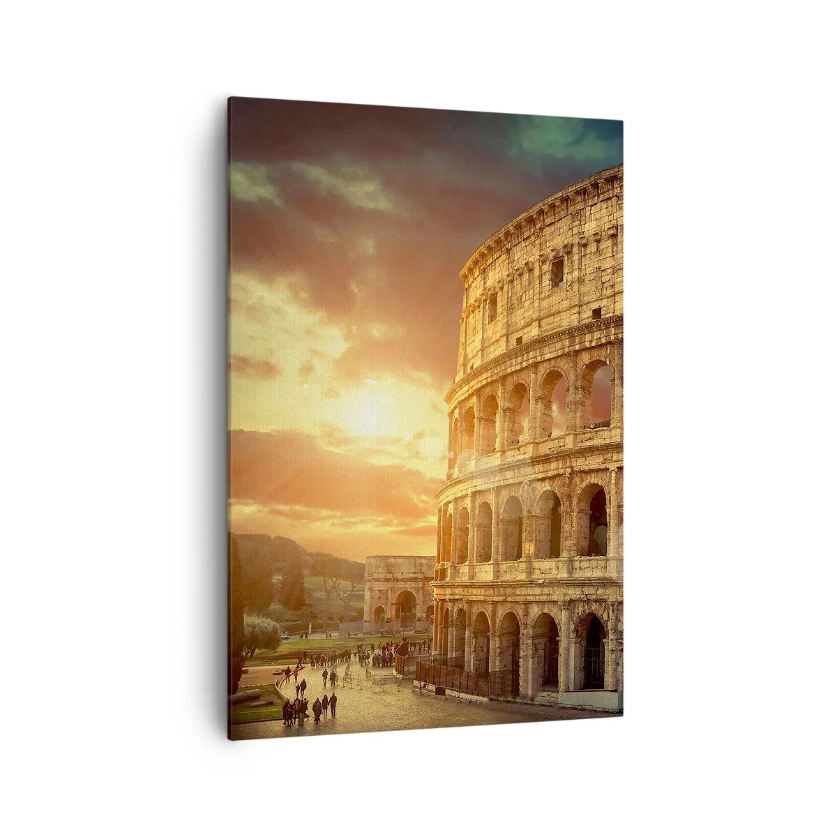 Cuadro sobre lienzo - Impresión de Imagen - El Coliseo de Roma al atardecer - 70x100cm - Una impresión colosal - Decoración de pared moderna para salón y dormitorio ARTTOR