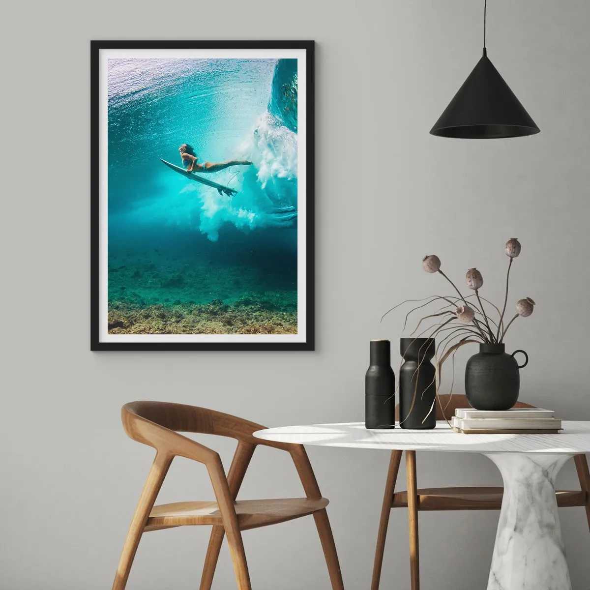 Póster en marco negro - Mundo submarino - 61x91 cm