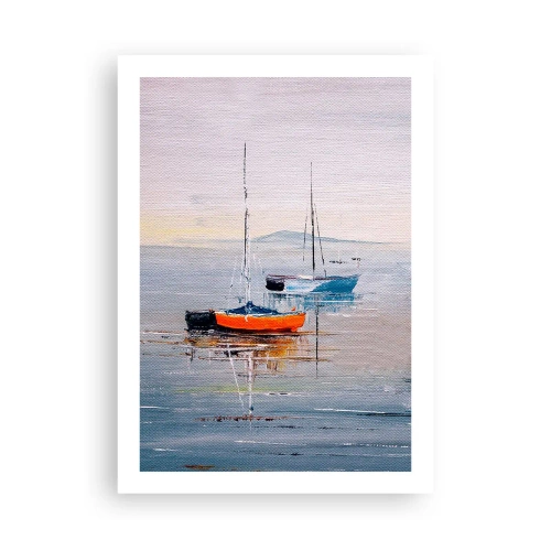 Póster - Veleros en aguas tranquilas - 50x70cm - Un más que merecido descanso - Decoración de pared moderna para salón y dormitorio ARTTOR