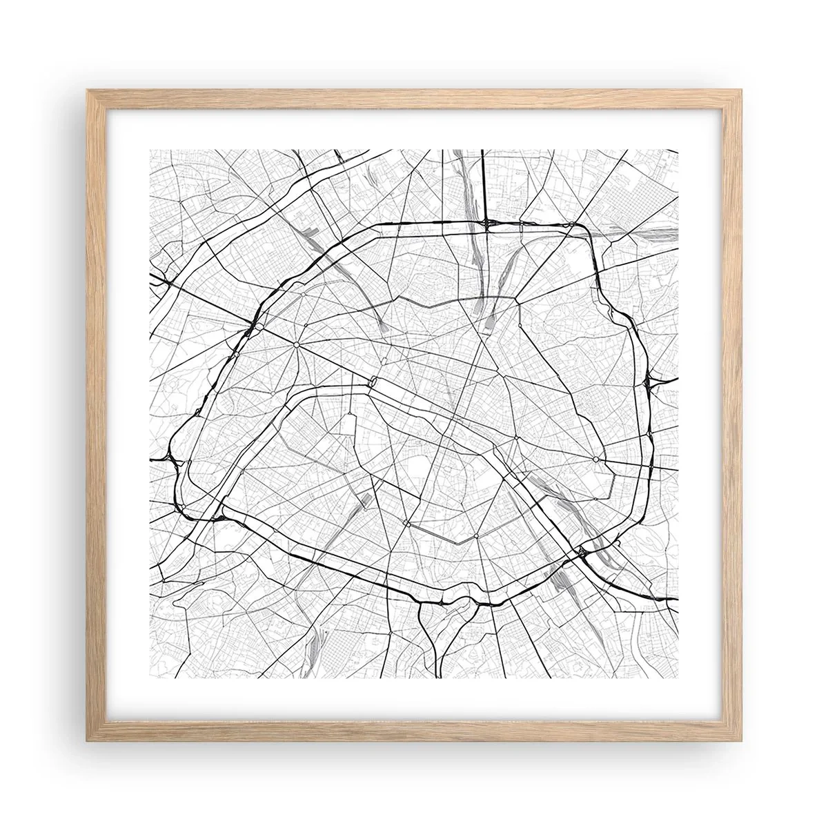 Póster en marco roble claro - Flor de París - 50x50 cm