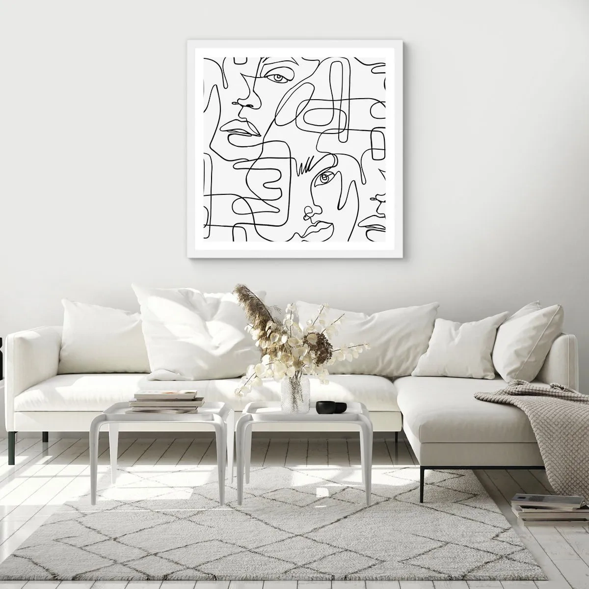 Póster en marco blanco - Entre emociones enredadas - 60x60 cm