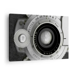 Cuadro sobre lienzo - Impresión de Imagen - La lente de una cámara antigua - 70x50cm - Una historia de Hollywood - Decoración de pared moderna para salón y dormitorio ARTTOR