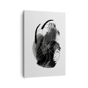 Cuadro sobre lienzo - Impresión de Imagen - Abstracción en negro y dorado sobre fondo blanco. - 70x100cm - Salió de la negrura - Decoración de pared moderna para salón y dormitorio ARTTOR