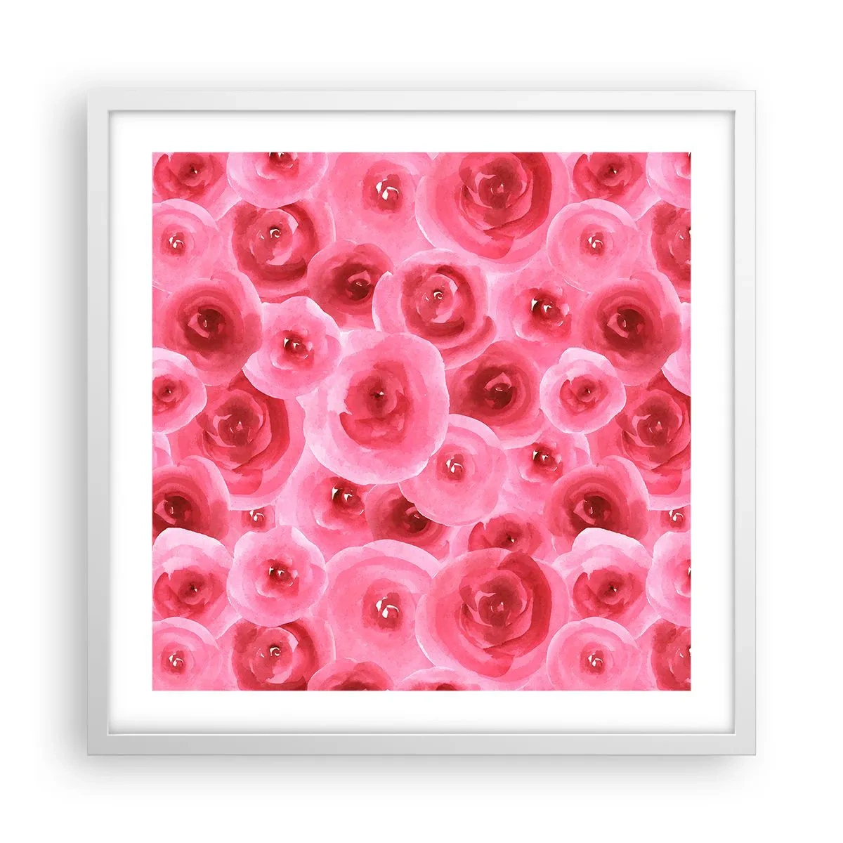 Póster en marco blanco - Rosas abajo y arriba - 50x50 cm