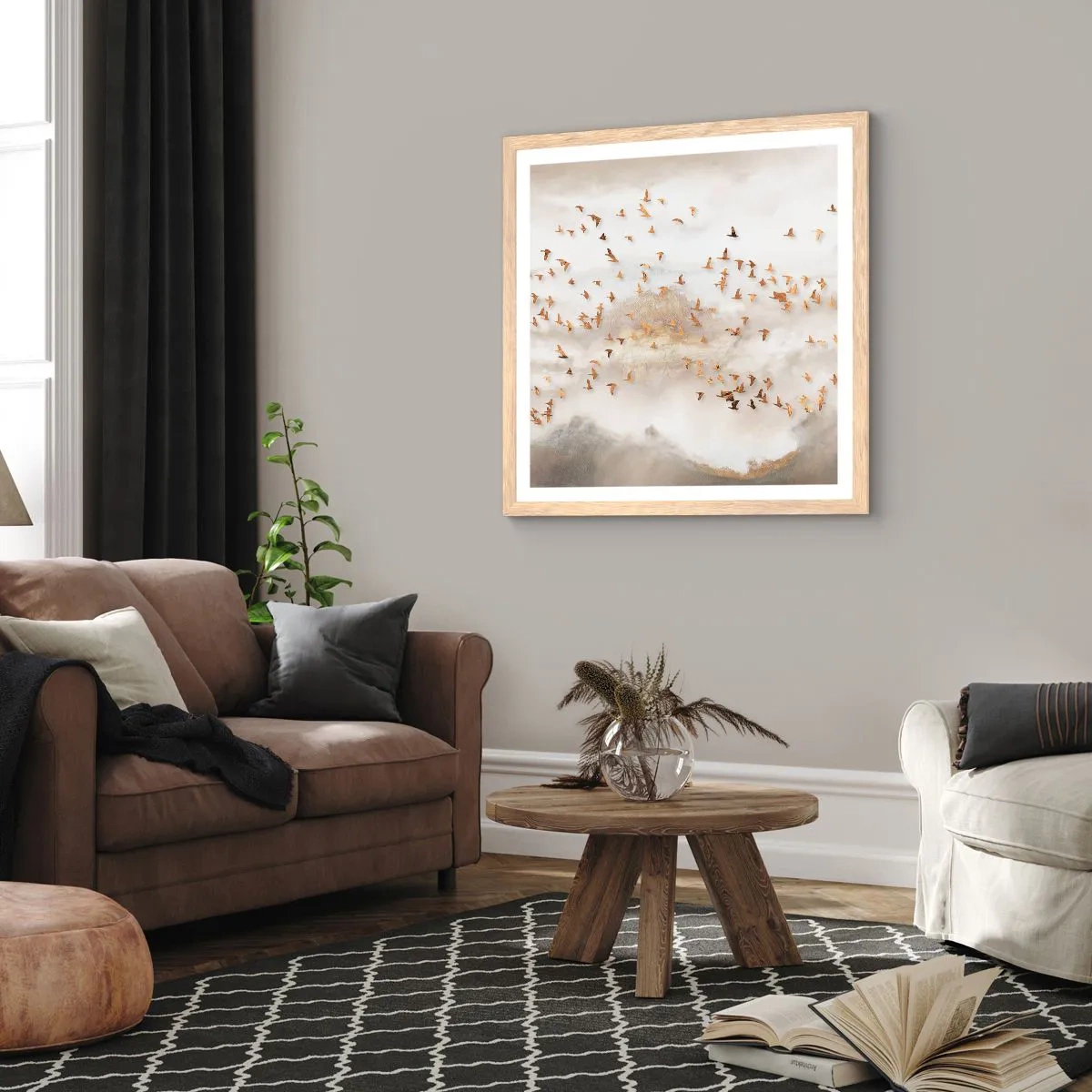 Póster en marco roble claro - Es hora... - 50x50 cm