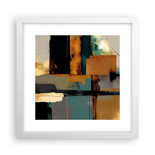 Póster en marco blanco - Abstracción: luces y sombras - 30x30 cm